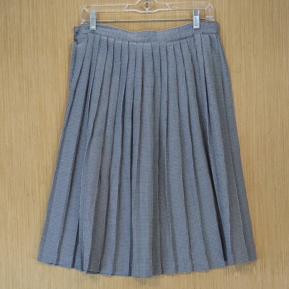 Worthington Vintage Preppy Dark Academia Pleated Houndstooth Midi Skirt Medium - Picture 3 of 6